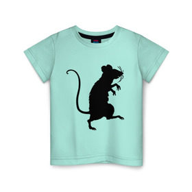 Детская футболка хлопок с принтом Силуэт крысы в Петрозаводске, 100% хлопок | круглый вырез горловины, полуприлегающий силуэт, длина до линии бедер | животные | крыса | мышь | силуэт крысы | хомяк