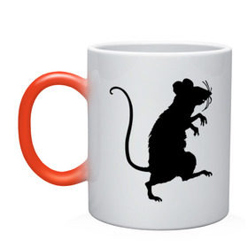 Кружка хамелеон с принтом Силуэт крысы в Петрозаводске, керамика | меняет цвет при нагревании, емкость 330 мл | животные | крыса | мышь | силуэт крысы | хомяк