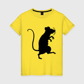 Женская футболка хлопок с принтом Силуэт крысы в Петрозаводске, 100% хлопок | прямой крой, круглый вырез горловины, длина до линии бедер, слегка спущенное плечо | животные | крыса | мышь | силуэт крысы | хомяк