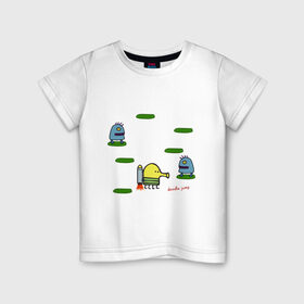 Детская футболка хлопок с принтом Doodle Jump в Петрозаводске, 100% хлопок | круглый вырез горловины, полуприлегающий силуэт, длина до линии бедер | doodle jump | дудл жамп | игры | мобильные игры