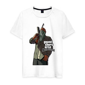 Мужская футболка хлопок с принтом GTA San Andreas в Петрозаводске, 100% хлопок | прямой крой, круглый вырез горловины, длина до линии бедер, слегка спущенное плечо. | gta | gta san andreas | gtasa | мобильные игры
