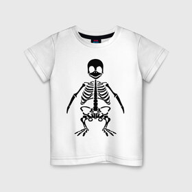 Детская футболка хлопок с принтом Пингвин скелет в Петрозаводске, 100% хлопок | круглый вырез горловины, полуприлегающий силуэт, длина до линии бедер | пингвин | скелет