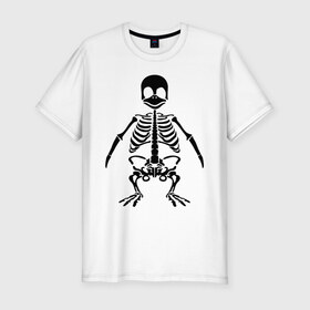 Мужская футболка премиум с принтом Пингвин скелет в Петрозаводске, 92% хлопок, 8% лайкра | приталенный силуэт, круглый вырез ворота, длина до линии бедра, короткий рукав | пингвин | скелет