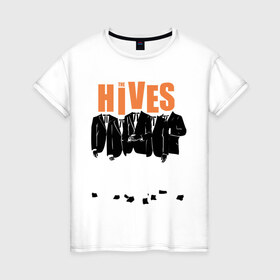 Женская футболка хлопок с принтом The Hives (пиджаки) в Петрозаводске, 100% хлопок | прямой крой, круглый вырез горловины, длина до линии бедер, слегка спущенное плечо | kubana 2014 | the hives | альтернатива | кубана 2014 | музыка | рок | с группами | фестиваль