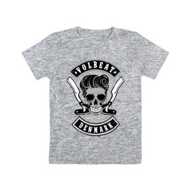 Детская футболка хлопок с принтом Volbeat в Петрозаводске, 100% хлопок | круглый вырез горловины, полуприлегающий силуэт, длина до линии бедер | denmark | kubana | volbeat | бритвы | кубана | олдскул | рок | рокабилли | с группами | череп