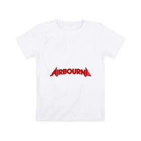 Детская футболка хлопок с принтом airbourne в Петрозаводске, 100% хлопок | круглый вырез горловины, полуприлегающий силуэт, длина до линии бедер | airbourne | kubana | кубана | лого | логотип | метал | музыка | подарок | разное | рок