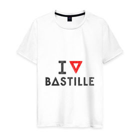 Мужская футболка хлопок с принтом Bastille в Петрозаводске, 100% хлопок | прямой крой, круглый вырез горловины, длина до линии бедер, слегка спущенное плечо. | bastille | pop rock | rock | альтернатива | инди рок | музыка | поп рок | рок | сердце | треугольник | я люблю