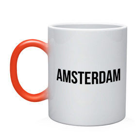 Кружка хамелеон с принтом Amsterdam в Петрозаводске, керамика | меняет цвет при нагревании, емкость 330 мл | amsterdam | амстердам | голландия | туристические