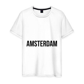 Мужская футболка хлопок с принтом Amsterdam в Петрозаводске, 100% хлопок | прямой крой, круглый вырез горловины, длина до линии бедер, слегка спущенное плечо. | amsterdam | амстердам | голландия | туристические