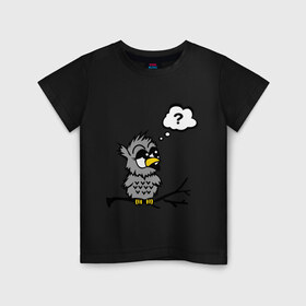 Детская футболка хлопок с принтом Птичка сидит на веточке в Петрозаводске, 100% хлопок | круглый вырез горловины, полуприлегающий силуэт, длина до линии бедер | веточка | животные | птичка | сидит