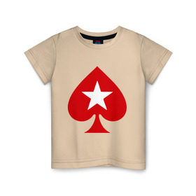 Детская футболка хлопок с принтом Покер Пики Poker Stars в Петрозаводске, 100% хлопок | круглый вырез горловины, полуприлегающий силуэт, длина до линии бедер | игры | карты | покер | покер пики poker stars