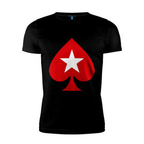 Мужская футболка премиум с принтом Покер Пики Poker Stars в Петрозаводске, 92% хлопок, 8% лайкра | приталенный силуэт, круглый вырез ворота, длина до линии бедра, короткий рукав | игры | карты | покер | покер пики poker stars
