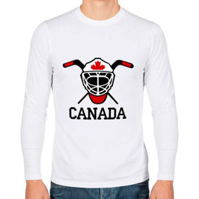 Мужской лонгслив хлопок с принтом Canada (Канадский хоккей) в Петрозаводске, 100% хлопок |  | canada | канадский | клюшка | спорт | хоккей | шайба