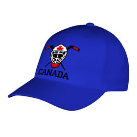 Бейсболка с принтом Canada (Канадский хоккей) в Петрозаводске, 100% хлопок | классический козырек, металлическая застежка-регулятор размера | canada | канадский | клюшка | спорт | хоккей | шайба