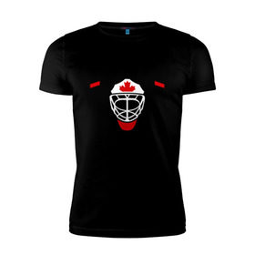 Мужская футболка премиум с принтом Canada (Канадский хоккей) в Петрозаводске, 92% хлопок, 8% лайкра | приталенный силуэт, круглый вырез ворота, длина до линии бедра, короткий рукав | canada | канадский | клюшка | спорт | хоккей | шайба