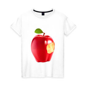 Женская футболка хлопок с принтом В яблочко! в Петрозаводске, 100% хлопок | прямой крой, круглый вырез горловины, длина до линии бедер, слегка спущенное плечо | apple | в яблочко | любовь | яблоко