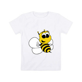Детская футболка хлопок с принтом Пчёлка в Петрозаводске, 100% хлопок | круглый вырез горловины, полуприлегающий силуэт, длина до линии бедер | животные | прикольные картинки | пчёлка | шмель