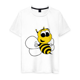 Мужская футболка хлопок с принтом Пчёлка в Петрозаводске, 100% хлопок | прямой крой, круглый вырез горловины, длина до линии бедер, слегка спущенное плечо. | животные | прикольные картинки | пчёлка | шмель