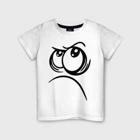 Детская футболка хлопок с принтом Недовольная рожица в Петрозаводске, 100% хлопок | круглый вырез горловины, полуприлегающий силуэт, длина до линии бедер | smile | обиженка | прикольная мордочка | рожа | рожица | смайл | смайлик