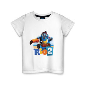 Детская футболка хлопок с принтом Рио 2 в Петрозаводске, 100% хлопок | круглый вырез горловины, полуприлегающий силуэт, длина до линии бедер | голубчик | жемчужинка | мультик | мультфильм | попугай | рафаэль | рио | рио 2