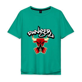 Мужская футболка хлопок Oversize с принтом Чикаго Булс Danger Chicago Bulls в Петрозаводске, 100% хлопок | свободный крой, круглый ворот, “спинка” длиннее передней части | chicago bulls | swag | булс danger | бык | чикаго