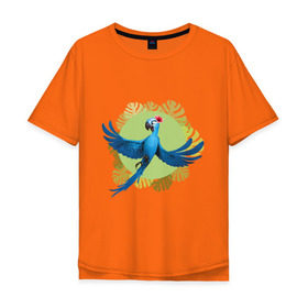 Мужская футболка хлопок Oversize с принтом Жемчужинка в Петрозаводске, 100% хлопок | свободный крой, круглый ворот, “спинка” длиннее передней части | ара | жемчужинка | мультик | мяльтяшки | птица | рио | рио 2 | синий попугай