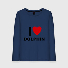 Женский лонгслив хлопок с принтом I LOVE DOLPHIN в Петрозаводске, 100% хлопок |  | 