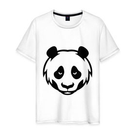 Мужская футболка хлопок с принтом Дружелюбная панда в Петрозаводске, 100% хлопок | прямой крой, круглый вырез горловины, длина до линии бедер, слегка спущенное плечо. | 