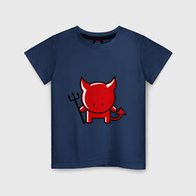 Детская футболка хлопок с принтом Маленький красный чертёнок в Петрозаводске, 100% хлопок | круглый вырез горловины, полуприлегающий силуэт, длина до линии бедер | дьяволы | красный | маленький | монстры | привидения | черт | чертёнок