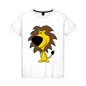 Женская футболка хлопок с принтом Лев в Петрозаводске, 100% хлопок | прямой крой, круглый вырез горловины, длина до линии бедер, слегка спущенное плечо | животные | лев | львенок | царь
