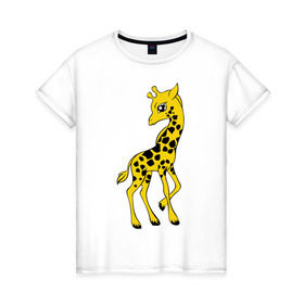 Женская футболка хлопок с принтом Жираф в Петрозаводске, 100% хлопок | прямой крой, круглый вырез горловины, длина до линии бедер, слегка спущенное плечо | 