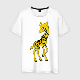 Мужская футболка хлопок с принтом Жираф в Петрозаводске, 100% хлопок | прямой крой, круглый вырез горловины, длина до линии бедер, слегка спущенное плечо. | 