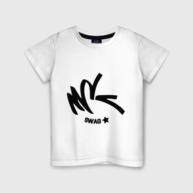 Детская футболка хлопок с принтом Swag Girl Cool в Петрозаводске, 100% хлопок | круглый вырез горловины, полуприлегающий силуэт, длина до линии бедер | Тематика изображения на принте: 