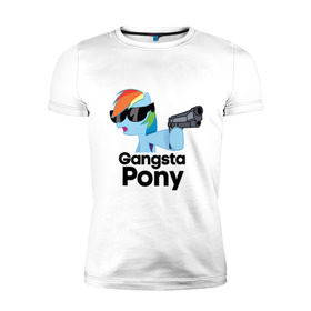 Мужская футболка премиум с принтом Gangsta pony в Петрозаводске, 92% хлопок, 8% лайкра | приталенный силуэт, круглый вырез ворота, длина до линии бедра, короткий рукав | gangsta pony | my little pony | pony | брони | ганста пони | оружие | очки | пистолет | пони