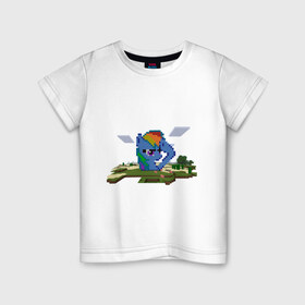 Детская футболка хлопок с принтом Пони мinecraft в Петрозаводске, 100% хлопок | круглый вырез горловины, полуприлегающий силуэт, длина до линии бедер | 