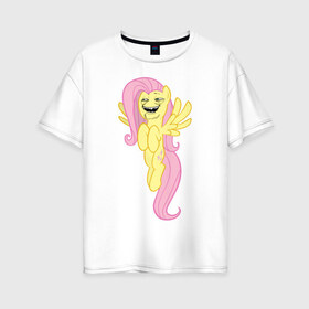 Женская футболка хлопок Oversize с принтом Пони троллфейс в Петрозаводске, 100% хлопок | свободный крой, круглый ворот, спущенный рукав, длина до линии бедер
 | my little pony | pony | брони | пони | пони троллфейс | тролл