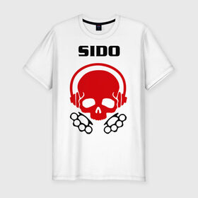 Мужская футболка премиум с принтом Sido в Петрозаводске, 92% хлопок, 8% лайкра | приталенный силуэт, круглый вырез ворота, длина до линии бедра, короткий рукав | sido | кости | музыка | наушники | черепа