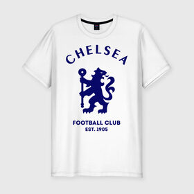 Мужская футболка премиум с принтом Челси Футбольный клуб Chelsea в Петрозаводске, 92% хлопок, 8% лайкра | приталенный силуэт, круглый вырез ворота, длина до линии бедра, короткий рукав | chelsea | клуб | спорт | футбол | челси футбольный клуб