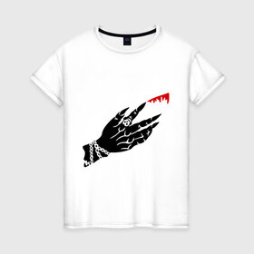 Женская футболка хлопок с принтом Рука вампира в Петрозаводске, 100% хлопок | прямой крой, круглый вырез горловины, длина до линии бедер, слегка спущенное плечо | вампир | кровь | монстры | рука вампира