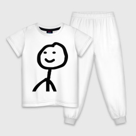 Детская пижама хлопок с принтом Человечные Человечки в Петрозаводске, 100% хлопок |  брюки и футболка прямого кроя, без карманов, на брюках мягкая резинка на поясе и по низу штанин
 | мем | человечные человечки