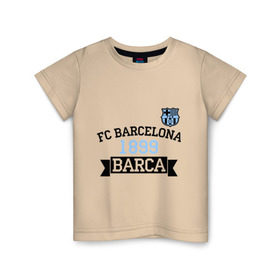 Детская футболка хлопок с принтом Barca в Петрозаводске, 100% хлопок | круглый вырез горловины, полуприлегающий силуэт, длина до линии бедер | barcelona | fc | fc barcelona | footbal club | барселона | лого | логотип | спорт | футбол | футбольный клуб