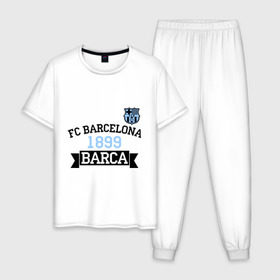 Мужская пижама хлопок с принтом Barca в Петрозаводске, 100% хлопок | брюки и футболка прямого кроя, без карманов, на брюках мягкая резинка на поясе и по низу штанин
 | barcelona | fc | fc barcelona | footbal club | барселона | лого | логотип | спорт | футбол | футбольный клуб