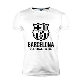 Мужская футболка премиум с принтом Barcelona FC в Петрозаводске, 92% хлопок, 8% лайкра | приталенный силуэт, круглый вырез ворота, длина до линии бедра, короткий рукав | barcelona | fc | fc barcelona | footbal club | барселона | лого | логотип | спорт | футбол | футбольный клуб
