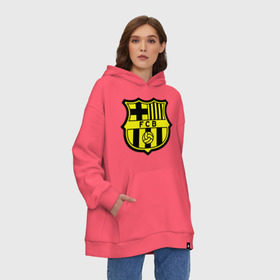 Худи SuperOversize хлопок с принтом Barcelona logo в Петрозаводске, 70% хлопок, 30% полиэстер, мягкий начес внутри | карман-кенгуру, эластичная резинка на манжетах и по нижней кромке, двухслойный капюшон
 | barcelona | fc | fc barcelona | footbal club | барселона | лого | логотип | спорт | футбол | футбольный клуб