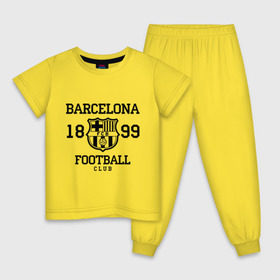 Детская пижама хлопок с принтом Barcelona 1899 в Петрозаводске, 100% хлопок |  брюки и футболка прямого кроя, без карманов, на брюках мягкая резинка на поясе и по низу штанин
 | barcelona | fc | fc barcelona | footbal club | барселона | лого | логотип | спорт | футбол | футбольный клуб