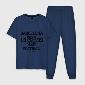 Мужская пижама хлопок с принтом Barcelona 1899 в Петрозаводске, 100% хлопок | брюки и футболка прямого кроя, без карманов, на брюках мягкая резинка на поясе и по низу штанин
 | Тематика изображения на принте: barcelona | fc | fc barcelona | footbal club | барселона | лого | логотип | спорт | футбол | футбольный клуб