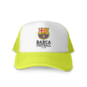Кепка тракер с сеткой с принтом Barcelona FC в Петрозаводске, трикотажное полотно; задняя часть — сетка | длинный козырек, универсальный размер, пластиковая застежка | barcelona | fc | fc barcelona | footbal club | барселона | лого | логотип | спорт | футбол | футбольный клуб