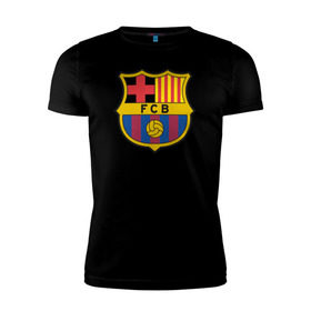 Мужская футболка премиум с принтом Barcelona FC в Петрозаводске, 92% хлопок, 8% лайкра | приталенный силуэт, круглый вырез ворота, длина до линии бедра, короткий рукав | barcelona | fc | fc barcelona | footbal club | барселона | лого | логотип | спорт | футбол | футбольный клуб