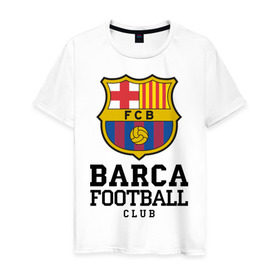 Мужская футболка хлопок с принтом Barcelona FC в Петрозаводске, 100% хлопок | прямой крой, круглый вырез горловины, длина до линии бедер, слегка спущенное плечо. | barcelona | fc | fc barcelona | footbal club | барселона | лого | логотип | спорт | футбол | футбольный клуб