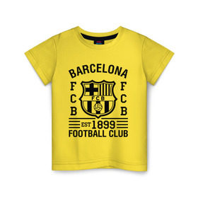Детская футболка хлопок с принтом FC Barcelona в Петрозаводске, 100% хлопок | круглый вырез горловины, полуприлегающий силуэт, длина до линии бедер | barcelona | fc | fc barcelona | footbal club | барселона | лого | логотип | спорт | футбол | футбольный клуб